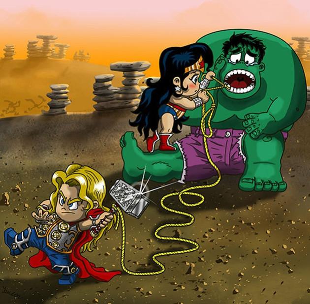 当超级英雄们回到小时候，绿巨人用雷神锤拔牙可还行？