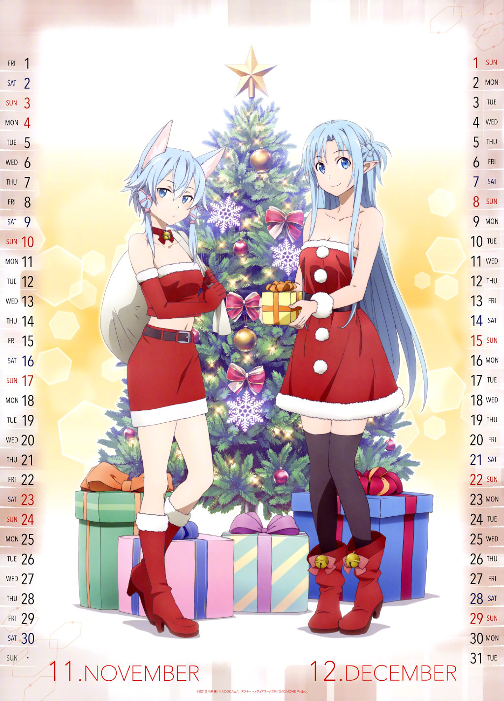 《刀剑神域》帝之冰魂帝之冰魂动漫2019年高清月历，扫图 (via.yande.re.drop) ​​​​